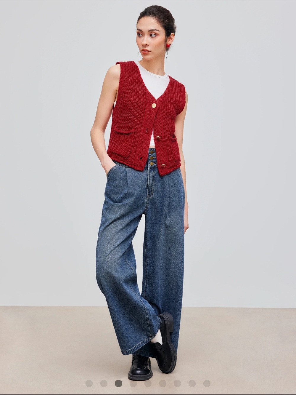 CIDER High Rise Wide Leg Jeans Size 30 Blue Denim Button Front Like New - Picture 5 of 13